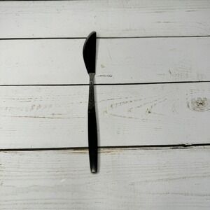 Interpur Stainless‎ Black Handle Butter Knife Canoe Heart Scroll Pattern Japan